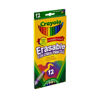 Crayola erasable colored pencils, school supplies, 12 pack of 12 count