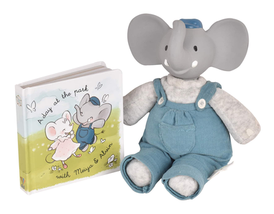 Alvin the elephant rubber-head mini toy with book