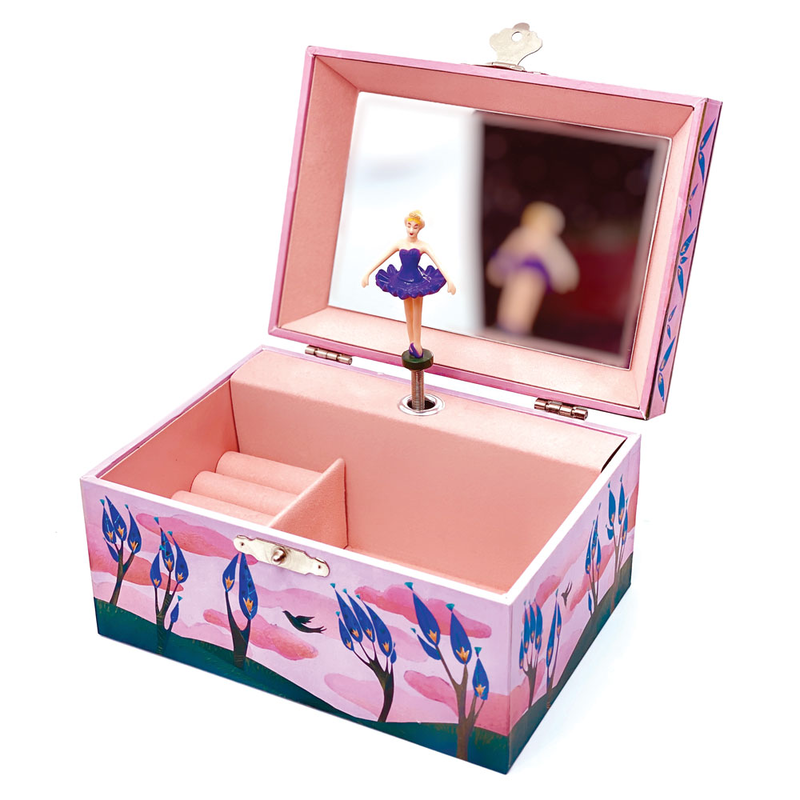 Svoora musical jewelry box ethereal with ring holder & wide mirror happy birds, , medium image number null